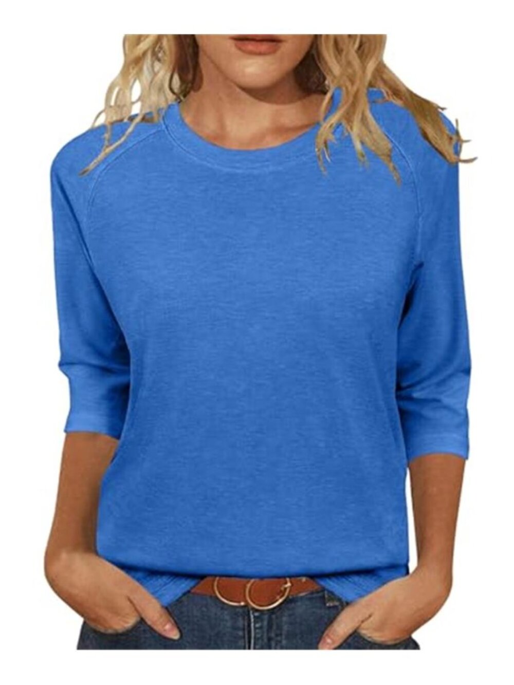 JomeDesign Womens Tops Casual 3/4 Sleeve Crew Neck Shirts Loose Fit Tunic